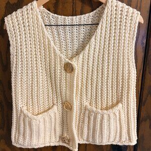 Chunky knit vest with gold detail buttons